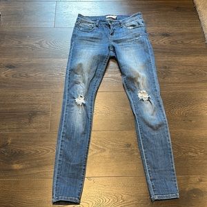 Cello Blue Jeans - Ripped Worn Skinny Jeans in Size 3/4 - Very Good Condition